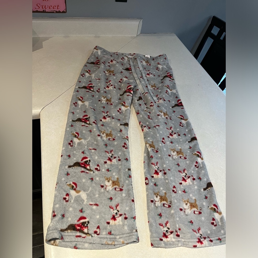 Super soft, plush dogs with Santa hats pj pants